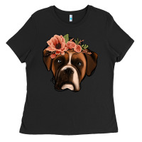 Black floral boxer Ladies Tee - Jasminsmagicworld