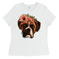 White floral boxer Ladies Tee - Jasminsmagicworld
