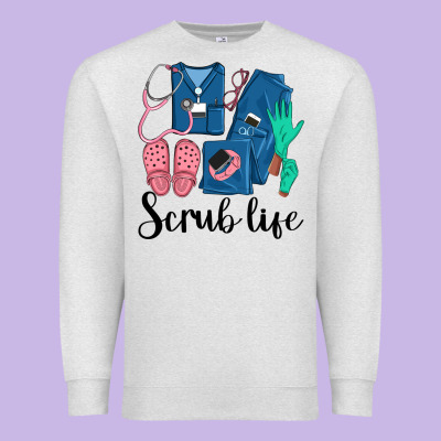 Scrub Life Nurse Premium Sweatshirt Designed By Lillyallendesigns