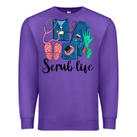Purple Scrub Life Nurse Premium Sweatshirt - LillyAllenDesigns