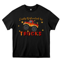 Black easily distracted by trucks Heavy Core Tee - MaliasSmallBusiness