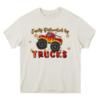 Cream easily distracted by trucks Heavy Core Tee - MaliasSmallBusiness