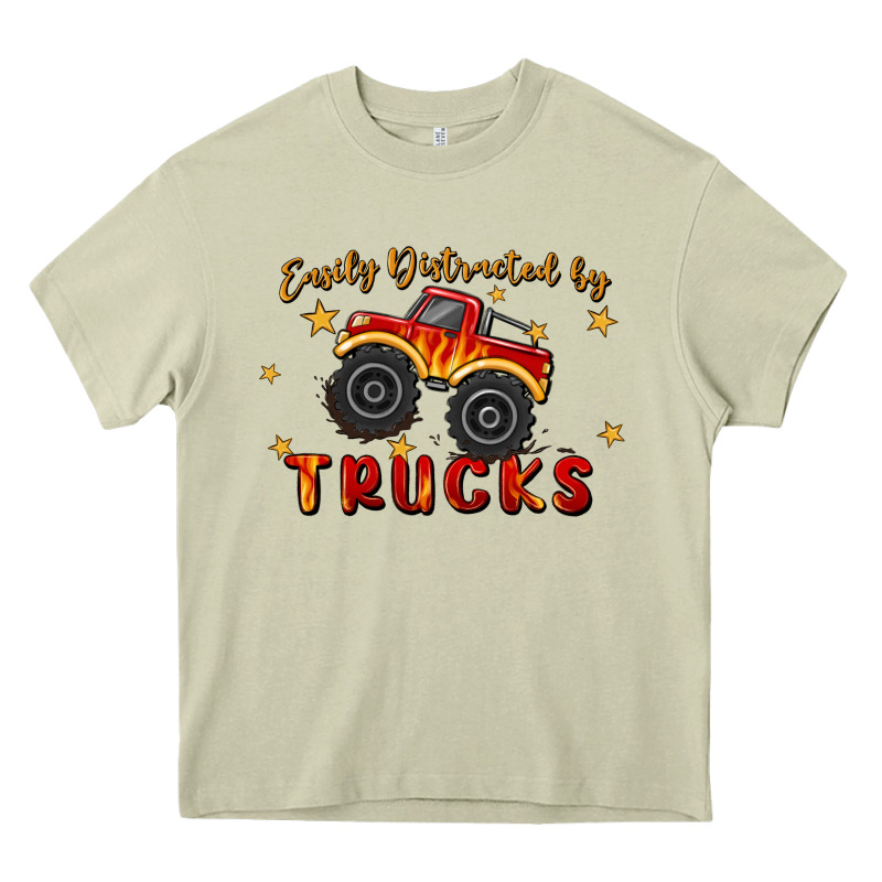 Easily Distracted By Trucks Heavy Core Tee by MaliasSmallBusiness | Teevron
