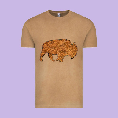 Western Vintage Bison Silhouette Vintage Tee Designed By Bettercallsaul