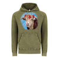 Vintage Olive Hereford Bull Vintage Hoodie - RanaPortraitStore