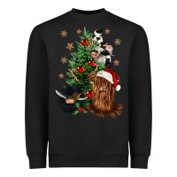Black heifer cow gnomies christmas tree Heavyweight Sweatshirt - CowGirlArtShop