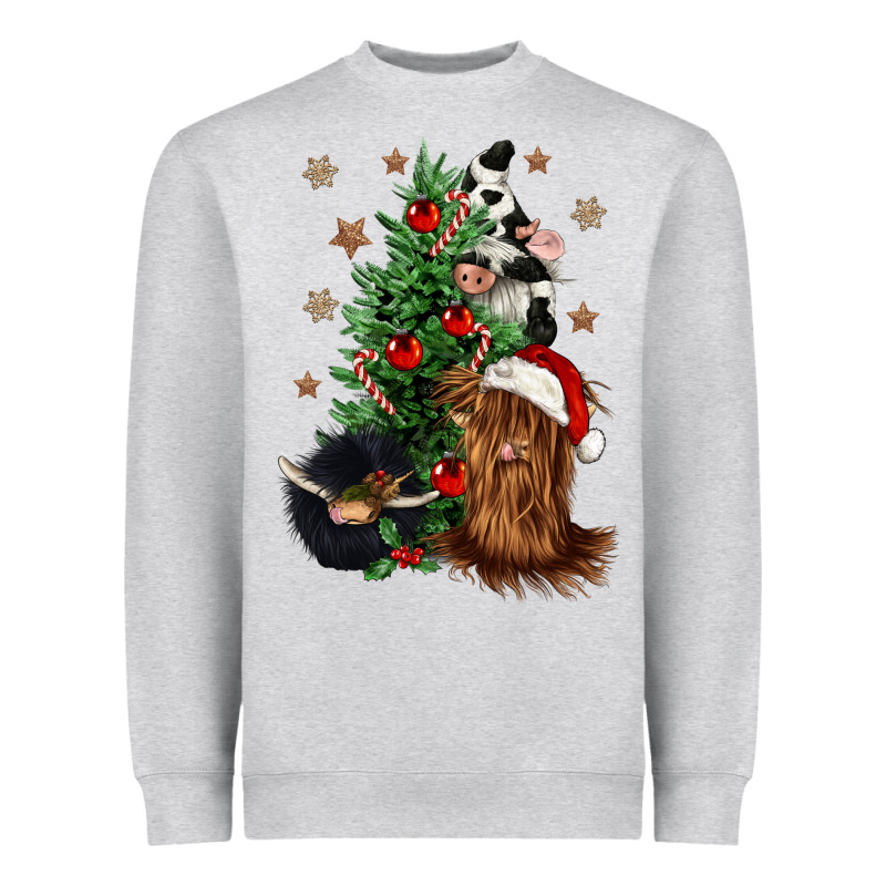 Heifer Cow Gnomies Christmas Tree Heavyweight Sweatshirt by CowGirlArtShop | Teevron