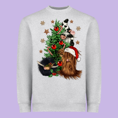Heifer Cow Gnomies Christmas Tree Heavyweight Sweatshirt Designed By Cowgirlartshop
