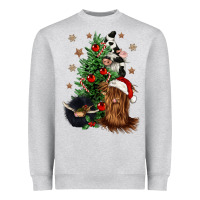 Heather Grey heifer cow gnomies christmas tree Heavyweight Sweatshirt - CowGirlArtShop