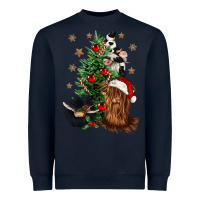 Navy heifer cow gnomies christmas tree Heavyweight Sweatshirt - CowGirlArtShop