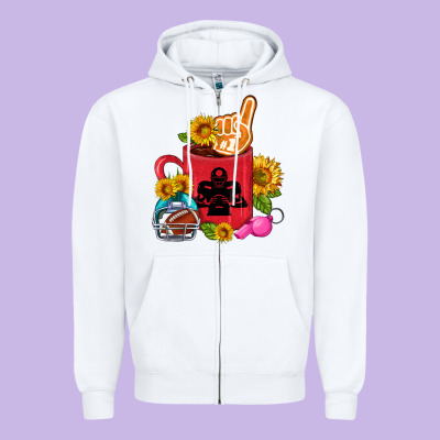 Western Football Coffee Cup Zipper Hoodie Designed By Fadigitalartstudio
