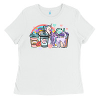 White unicorn coffee cups Ladies Tee - NancyCooperArtShop