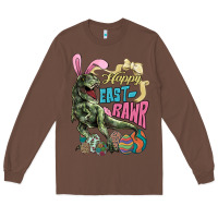 Chestnut Happy Easter Day T-rex Long Sleeve Tee - NancyCooperArtShop