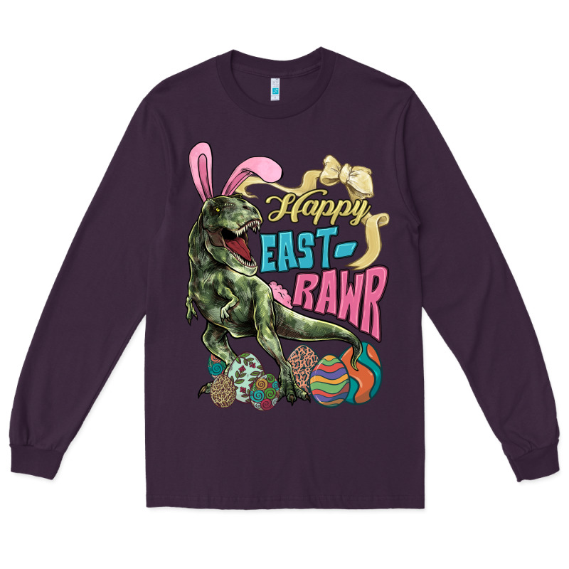 Happy Easter Day T-rex Long Sleeve Tee by NancyCooperArtShop | Teevron
