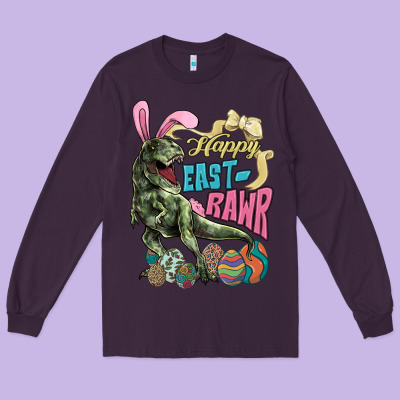 Happy Easter Day T-rex Long Sleeve Tee Designed By Nancycooperartshop