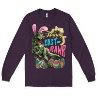 Plum Happy Easter Day T-rex Long Sleeve Tee - NancyCooperArtShop