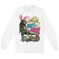 White Happy Easter Day T-rex Long Sleeve Tee - NancyCooperArtShop