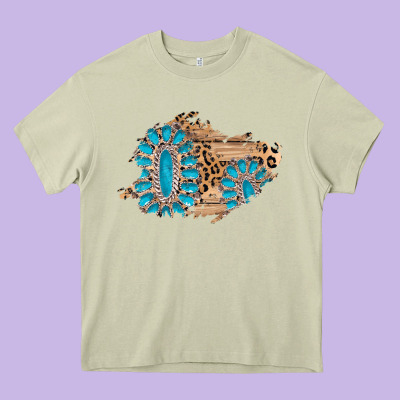 Gemstone Wood Leopard Patch Heavy Core Tee Designed By Adodesignshop