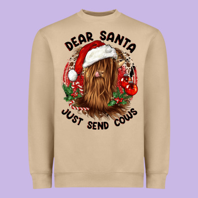 Dear Santa Just Send Cows Heavyweight Sweatshirt Designed By Cowgirlartshop