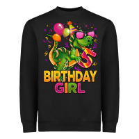 Black 5 rd birthday girl t rex pink Heavyweight Sweatshirt - CowGirlArtShop