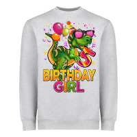 Heather Grey 5 rd birthday girl t rex pink Heavyweight Sweatshirt - CowGirlArtShop