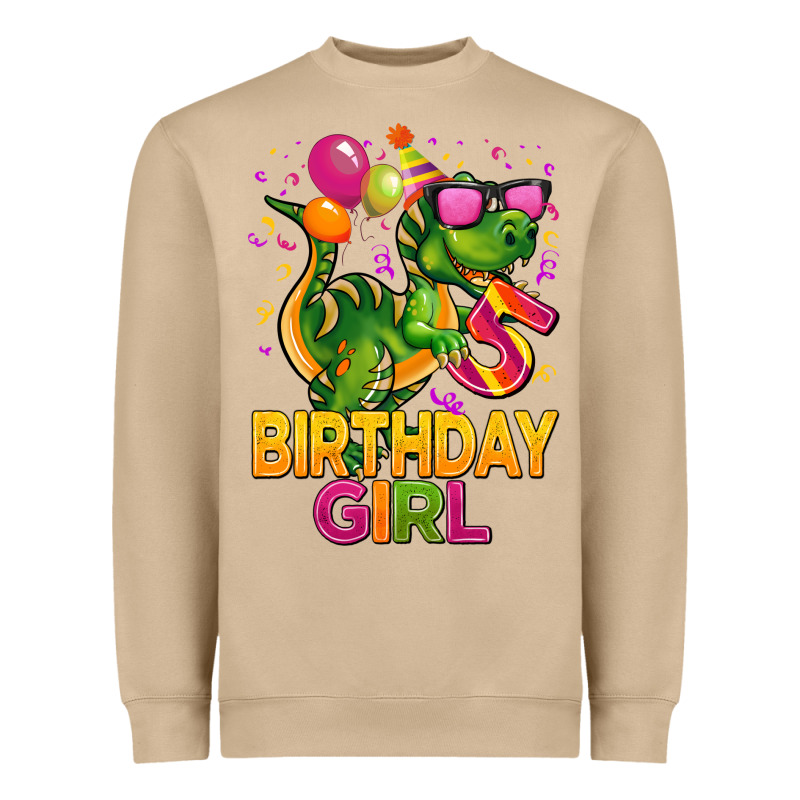 5 Rd Birthday Girl T Rex Pink Heavyweight Sweatshirt by CowGirlArtShop | Teevron