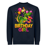 Navy 5 rd birthday girl t rex pink Heavyweight Sweatshirt - CowGirlArtShop