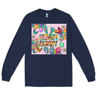 Navy Hunny Bunny and egg Easter Long Sleeve Tee - NancyCooperArtShop