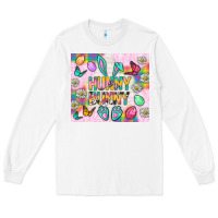 White Hunny Bunny and egg Easter Long Sleeve Tee - NancyCooperArtShop