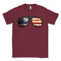 Burgundy amerıcan flag glasses Classic Tee - BarkalooDesign