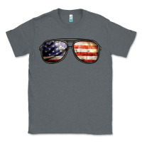 Charcoal Heather amerıcan flag glasses Classic Tee - BarkalooDesign