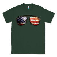 Sports Green amerıcan flag glasses Classic Tee - BarkalooDesign