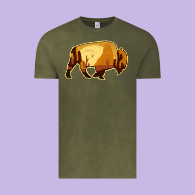 Desert Landscape Bison Silhouette Vintage Tee Designed By Bettercallsaul