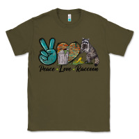 Army Green Peace love raccoon Classic Tee - LillyAllenDesigns