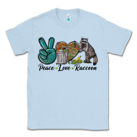 Dusty Blue Peace love raccoon Classic Tee - LillyAllenDesigns