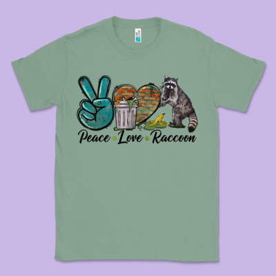 Peace Love Raccoon Classic Tee Designed By Lillyallendesigns