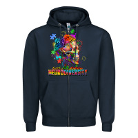 Navy Embrace neurodiversity Zipper Hoodie - FaDigitalArtStudio