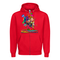 Red Embrace neurodiversity Zipper Hoodie - FaDigitalArtStudio