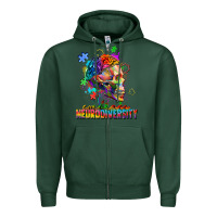 Sports Green Embrace neurodiversity Zipper Hoodie - FaDigitalArtStudio
