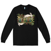 Black He lives Easter Long Sleeve Tee - NancyCooperArtShop
