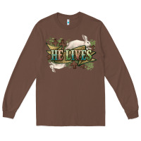 Chestnut He lives Easter Long Sleeve Tee - NancyCooperArtShop