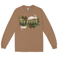 Toasted Coconut He lives Easter Long Sleeve Tee - NancyCooperArtShop