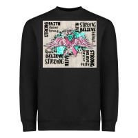 Black cancer ribbon with angel wings Heavyweight Sweatshirt - CowGirlArtShop