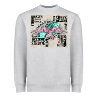 Heather Grey cancer ribbon with angel wings Heavyweight Sweatshirt - CowGirlArtShop