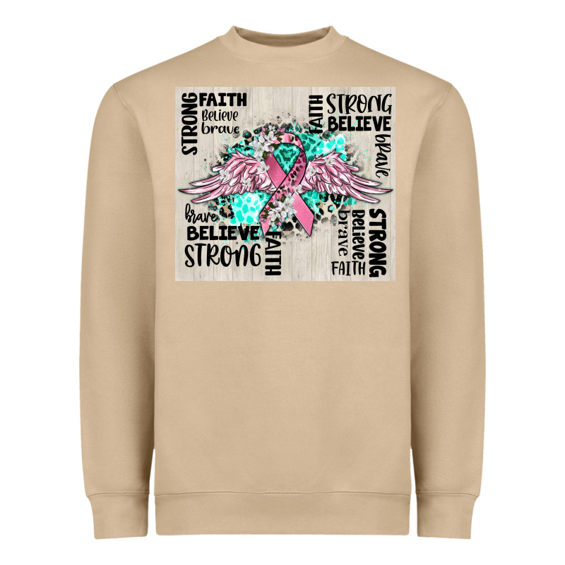 Cancer Ribbon With Angel Wings Heavyweight Sweatshirt by CowGirlArtShop | Teevron