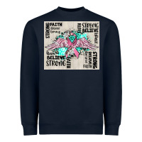 Navy cancer ribbon with angel wings Heavyweight Sweatshirt - CowGirlArtShop