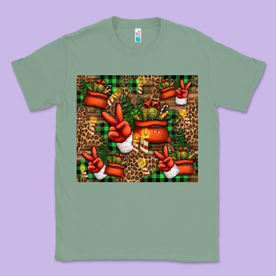 Christmas Santa Claus Peace Hand Classic Tee Designed By Jasminsmagicworld