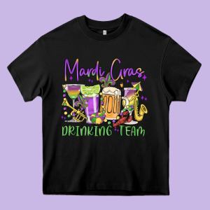 Mardi Gras Drinking Team Heavy Core Tee Designed By Maliassmallbusiness