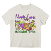 Cream mardi gras drinking team Heavy Core Tee - MaliasSmallBusiness