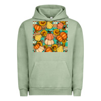 Pigment Oil Green pumpkin sunflowers leaves Urban Hoodie - Artiststas